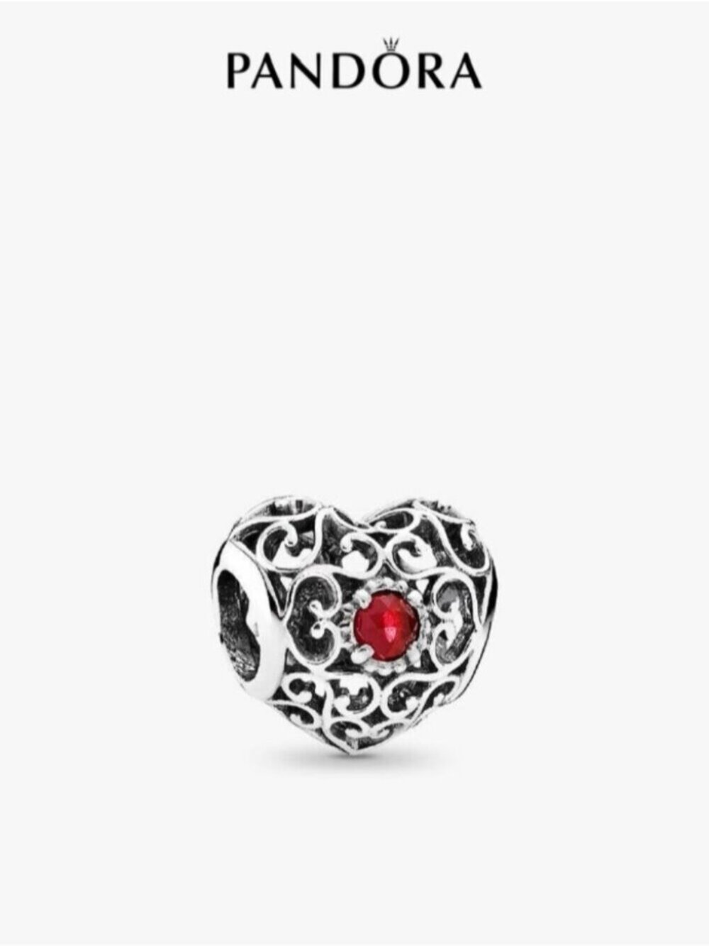 Pandora July Signature Heart Charm, Synthetic Ruby